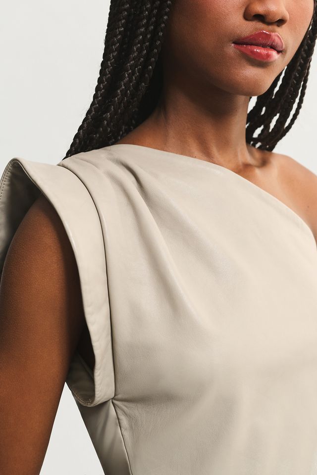 Lamarque Elita One-Shoulder Leather Romper #1