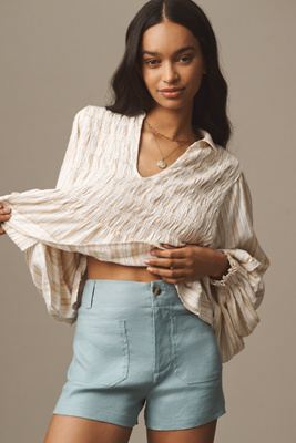 Shop Maeve The Colette Shorts By : Linen Edition In Blue
