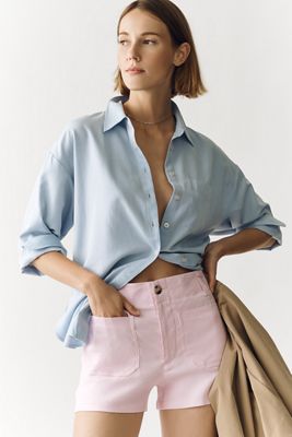 Maeve Colette Linen Stretch High-Rise Shorts