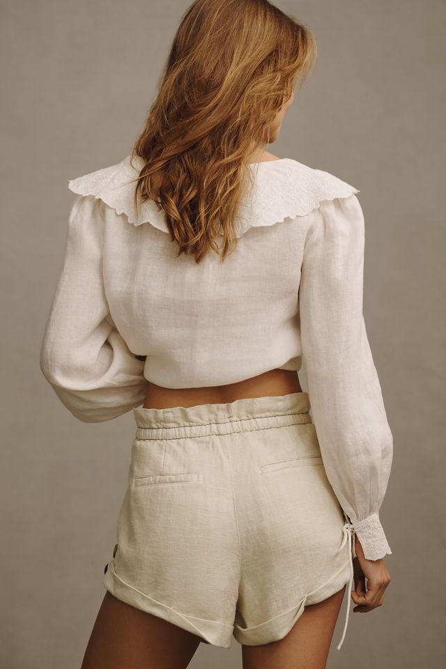 By Anthropologie Linen Beach Shorts #2