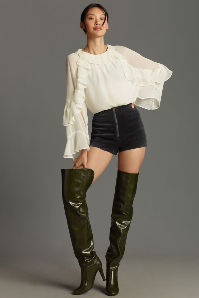 Maeve Corduroy Front-Zip Micro Shorts #4