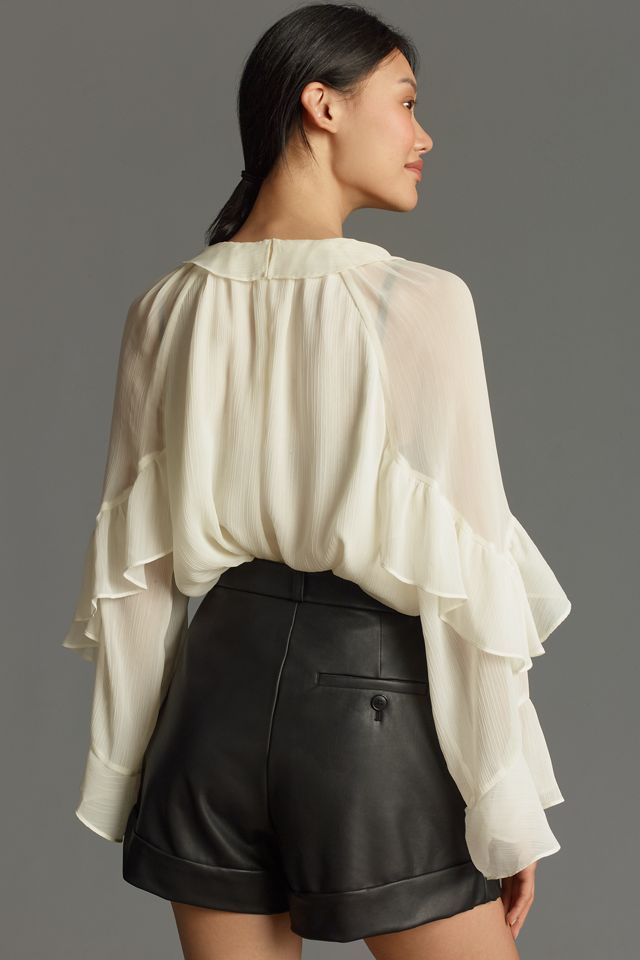 Shorts de Cuero Sintético con Puños Maeve #3