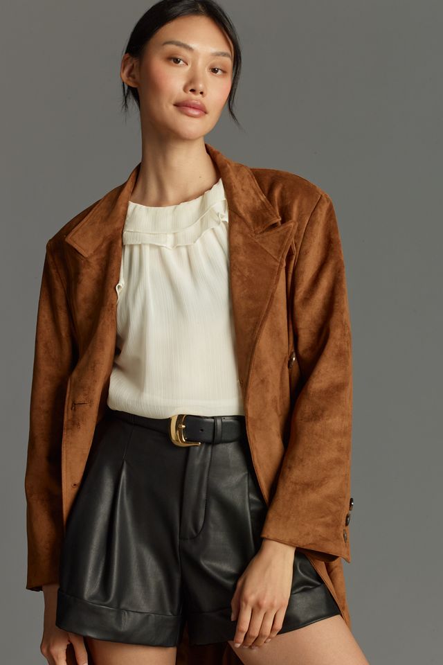 Shorts de Cuero Sintético con Puños Maeve #1