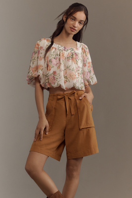 PILCRO LINEN BLEND BEACH SHORTS 