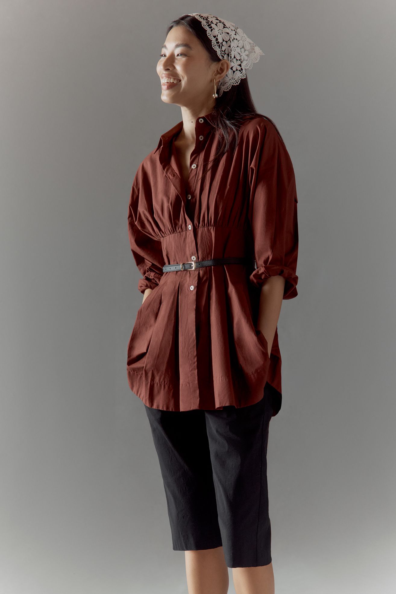 By Anthropologie Slim Bermuda Linen Blend Shorts