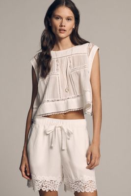 Maeve Cutwork Pull-On Shorts