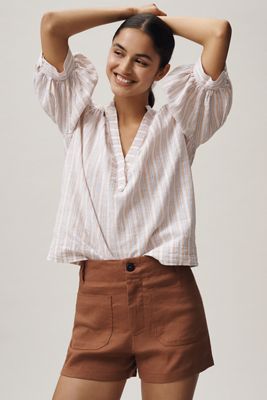 Maeve Colette Linen Stretch High-Rise Shorts