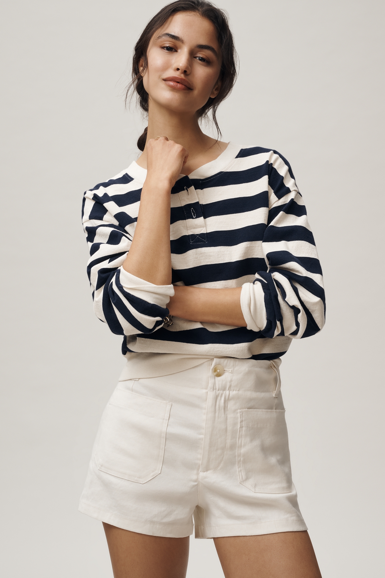 Colette European Linen Stretch High-Rise Shorts