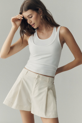 By Anthropologie Cotton Pleated Shorts