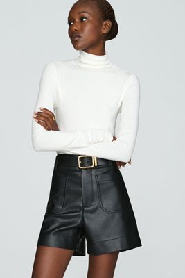 Maeve Colette Faux-Leather High-Rise Shorts