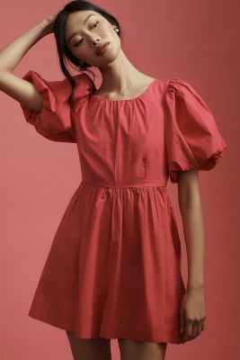 By Anthropologie Puff-sleeve Romper In Pink