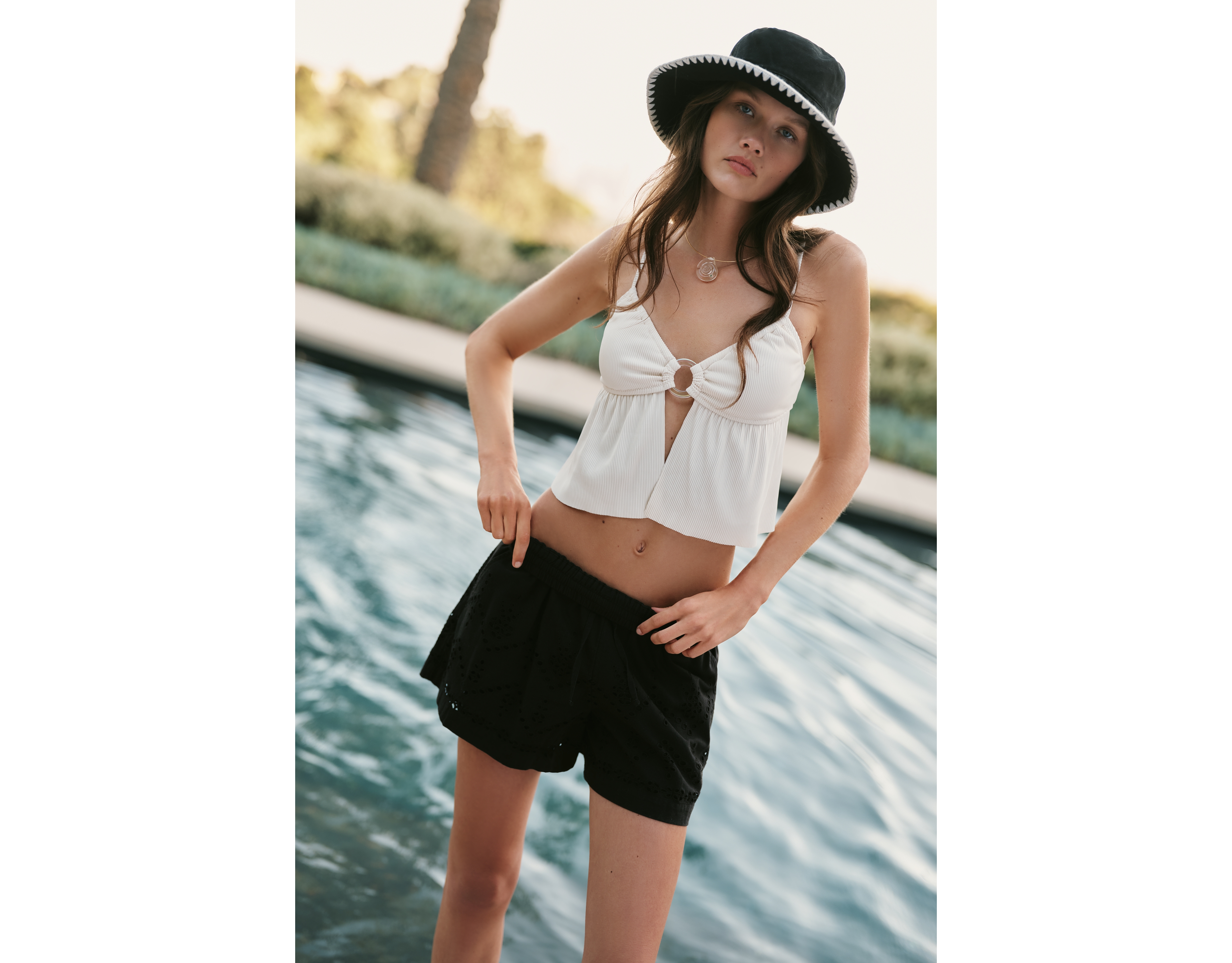 Maeve Cotton Linen Eyelet Shorts