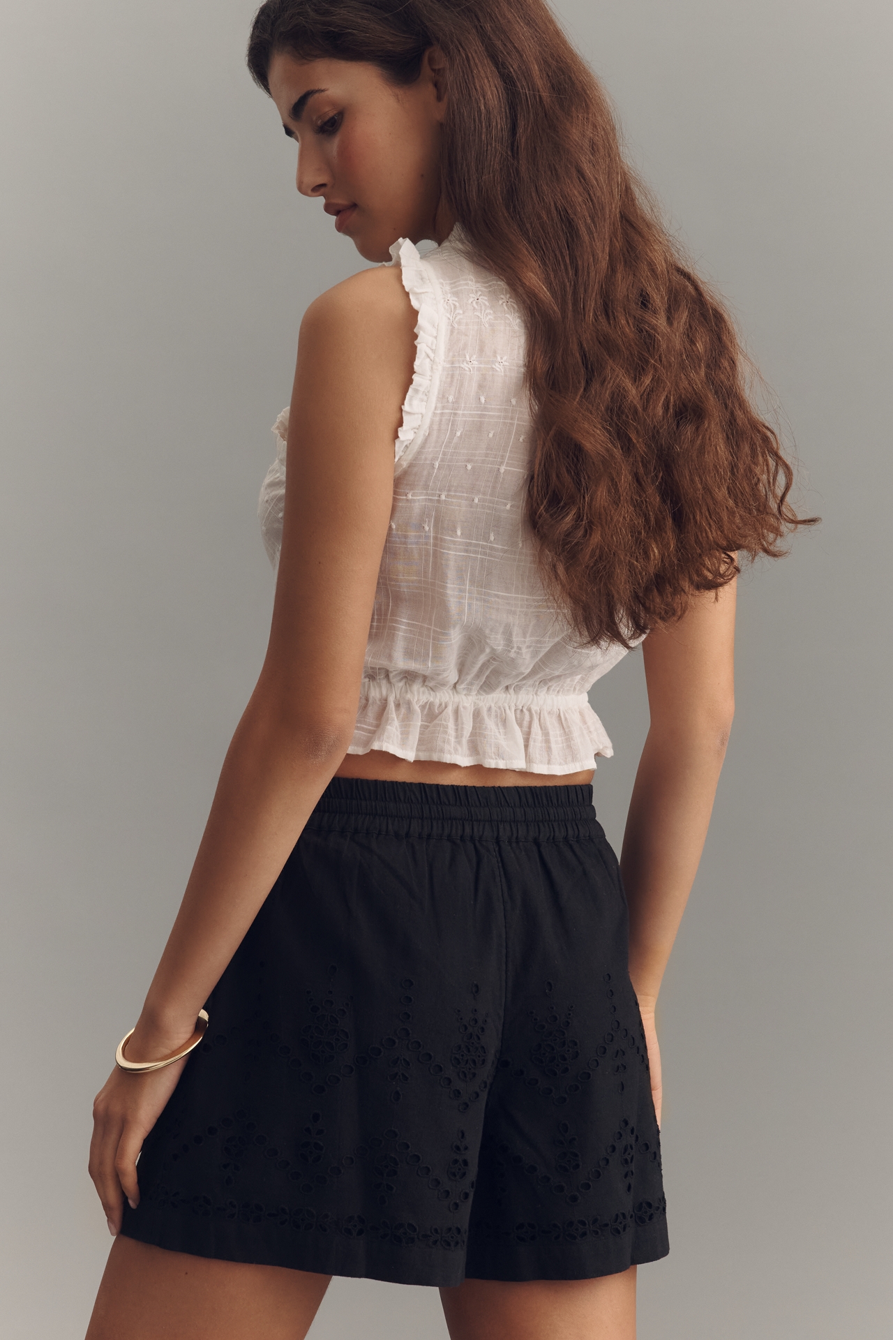 Maeve Cotton Linen Eyelet Shorts