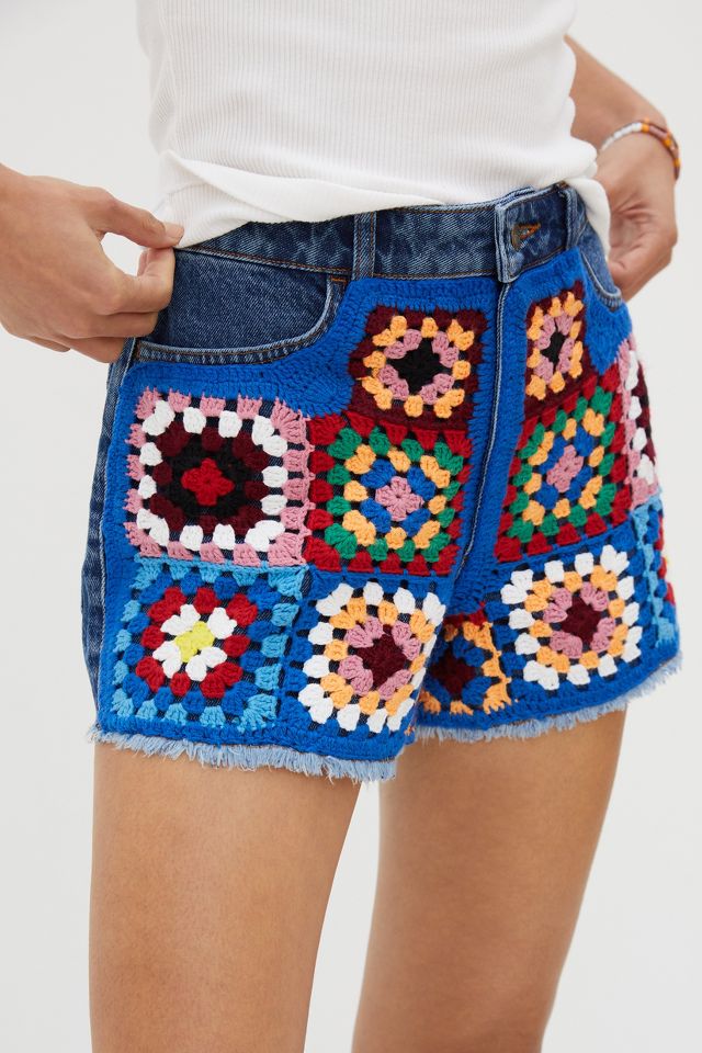 Crochet shop jean shorts