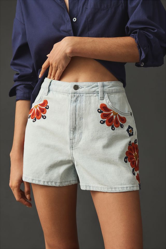 Farm Rio Embroidered Denim Shorts #1
