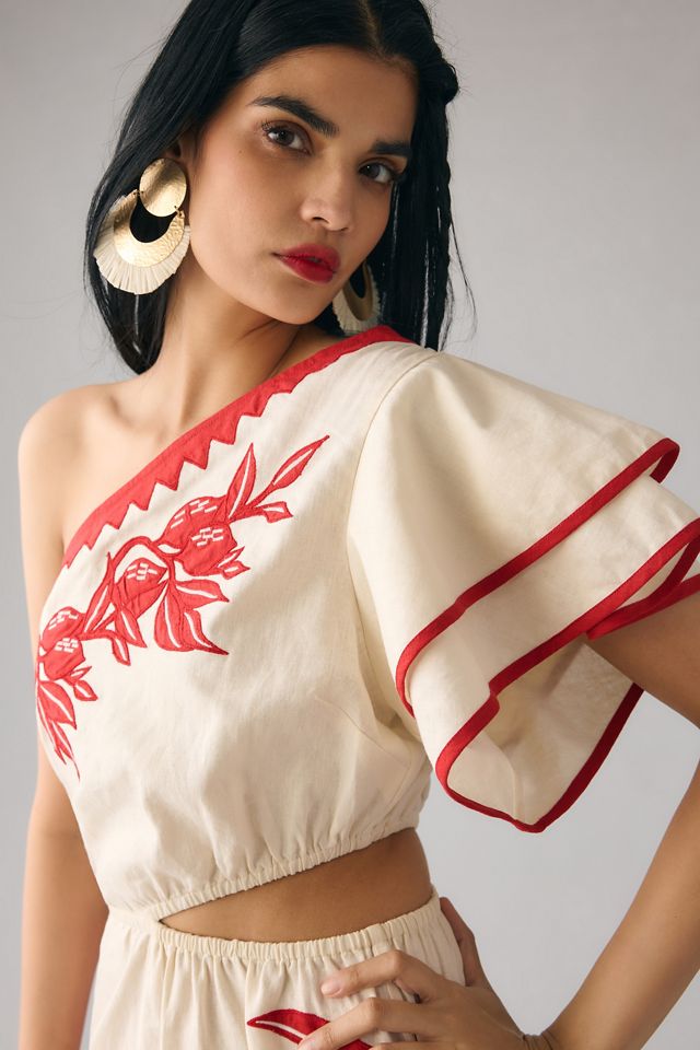 Farm Rio One-Shoulder Toucan Romper | Anthropologie