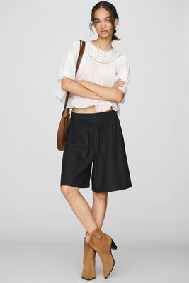 By Anthropologie Somerset Linen Stretch Longline Shorts