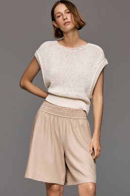 By Anthropologie Somerset Linen Stretch Longline Shorts