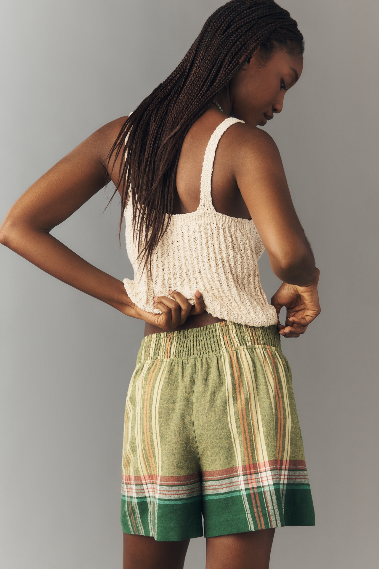 Pilcro Linen Smocked Shorts