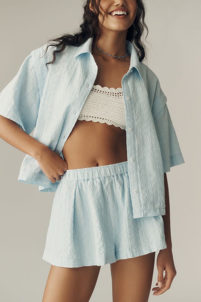 Maeve Cotton Textured Pull-On Shorts #1
