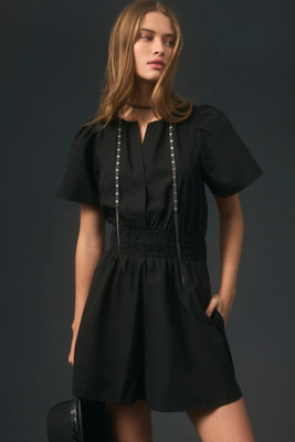 By Anthropologie The Somerset Romper: Poplin Edition In Black