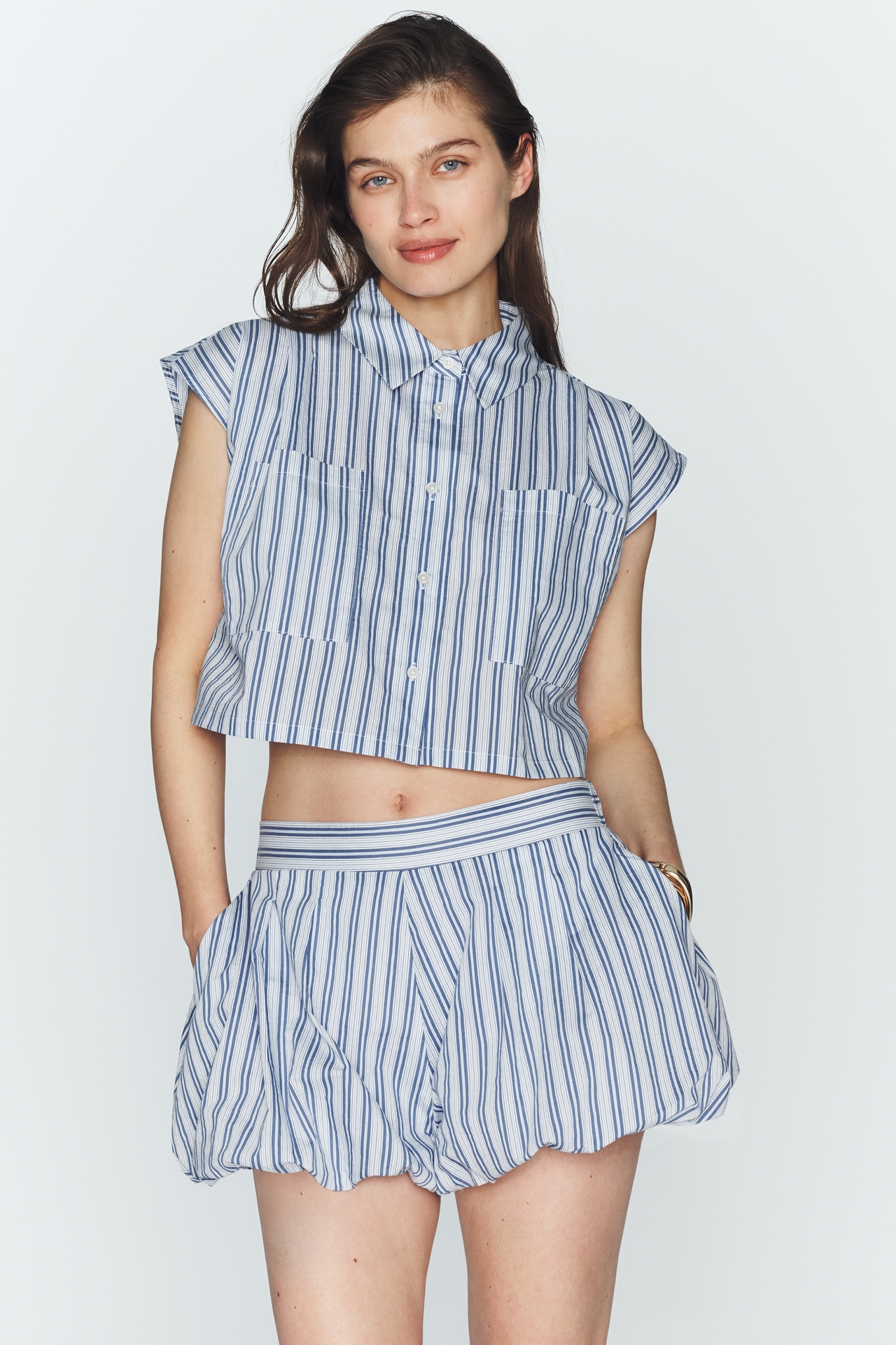 Maeve Striped Bubble Shorts