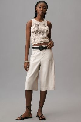 Shop The Colette Collection By Maeve The Colette Longline Shorts By Maeve: Linen Edition In Beige