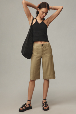 Maeve The Colette Longline Shorts By : Linen Edition In Green