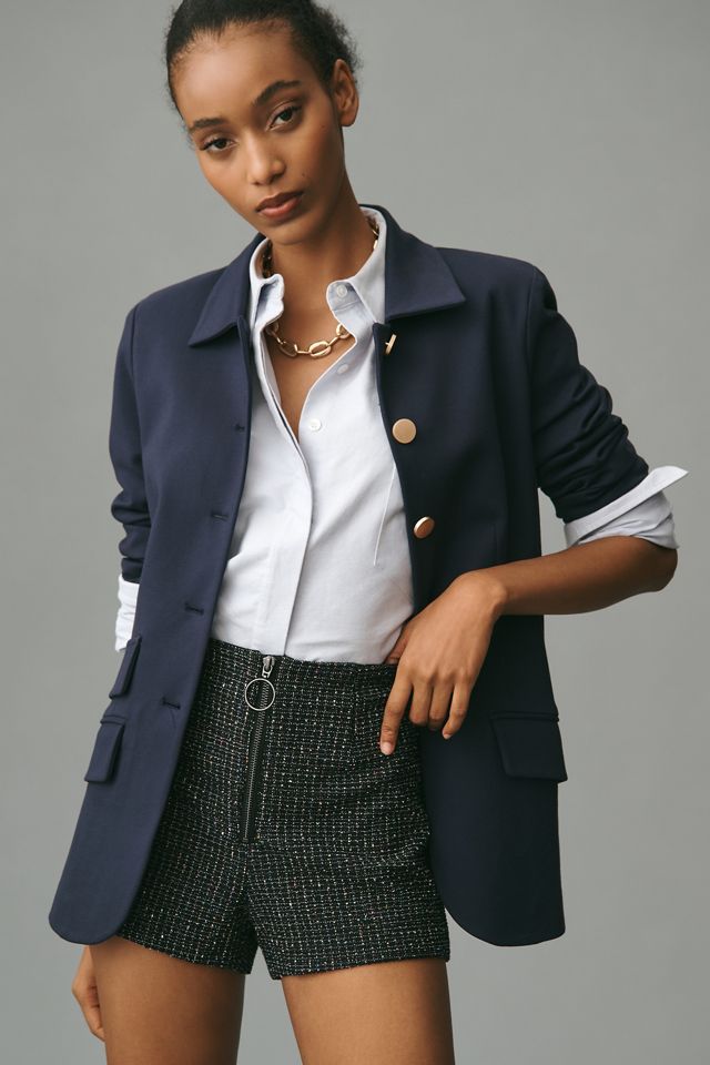 Maeve Tweed Zip-Front Shorts #3