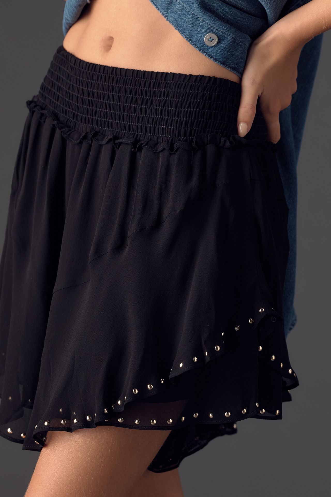 By Anthropologie Studded Chiffon Skort