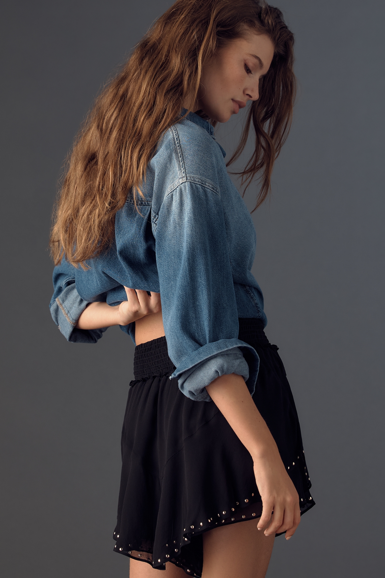By Anthropologie Studded Chiffon Skort
