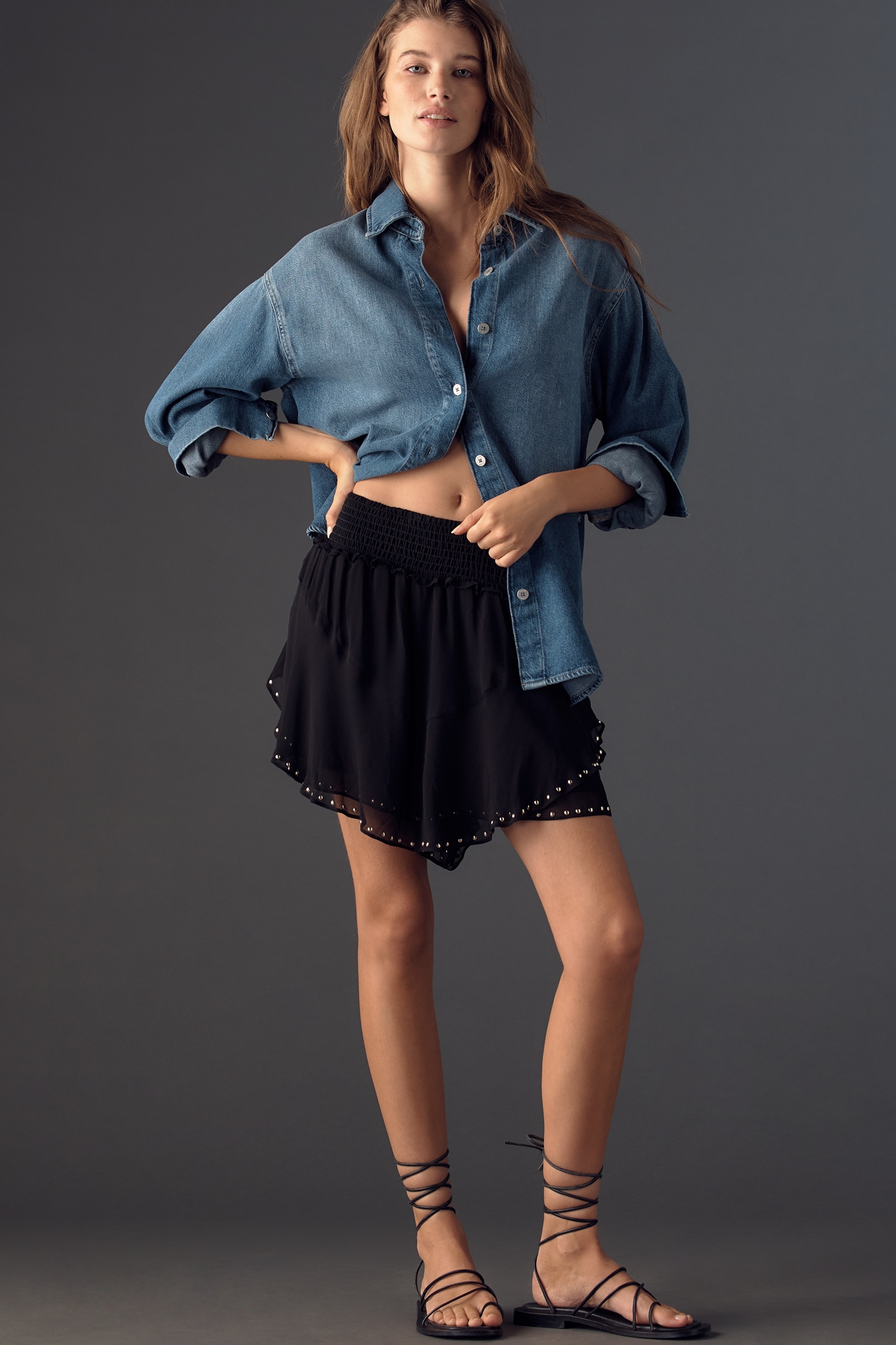 By Anthropologie Studded Chiffon Skort