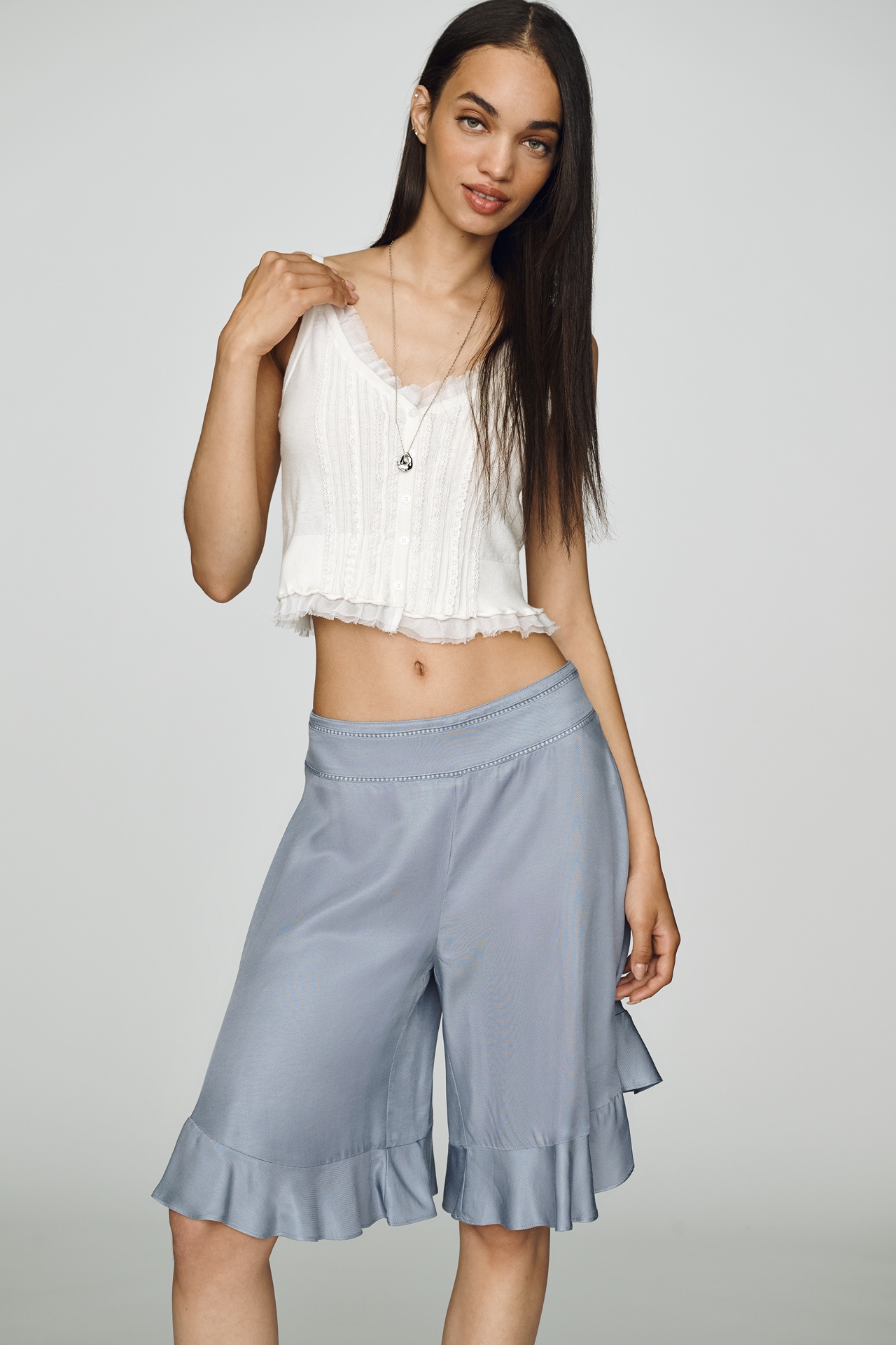 By Anthropologie Silky Longline Skirty Shorts