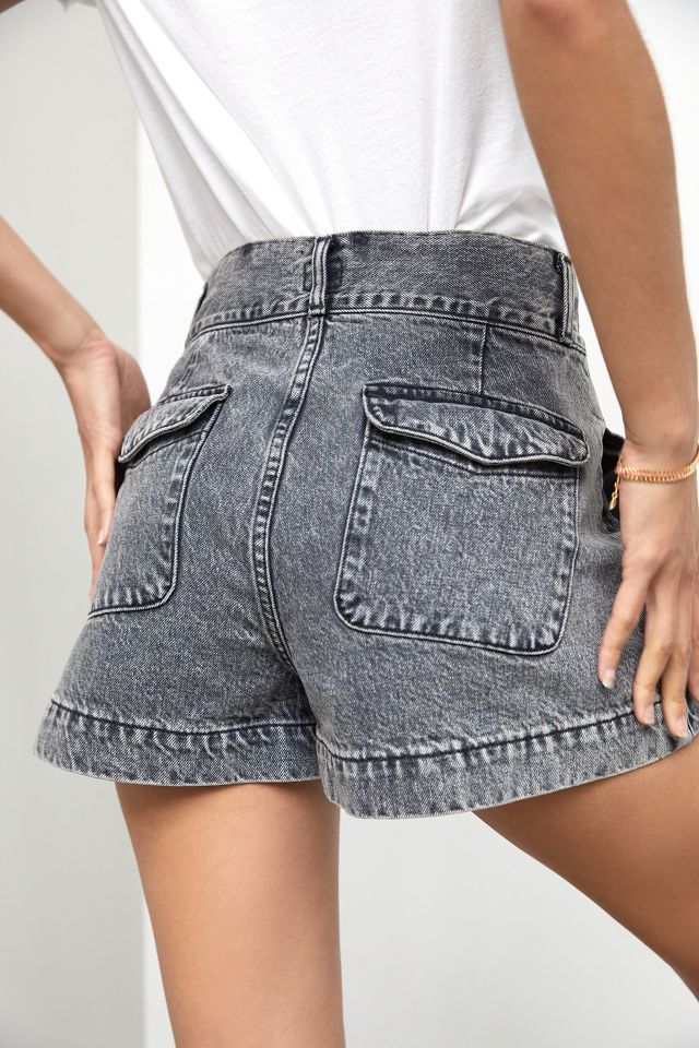 EDWIN Ultra High-Rise Pleated Denim Shorts