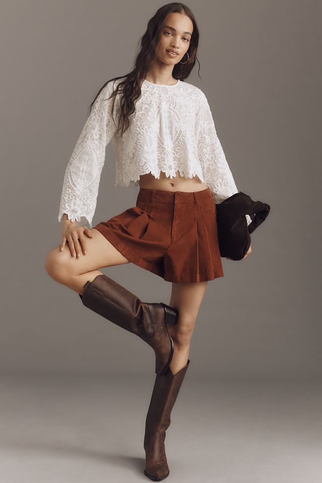 Pilcro Corduroy Pleated Skirty Shorts #4