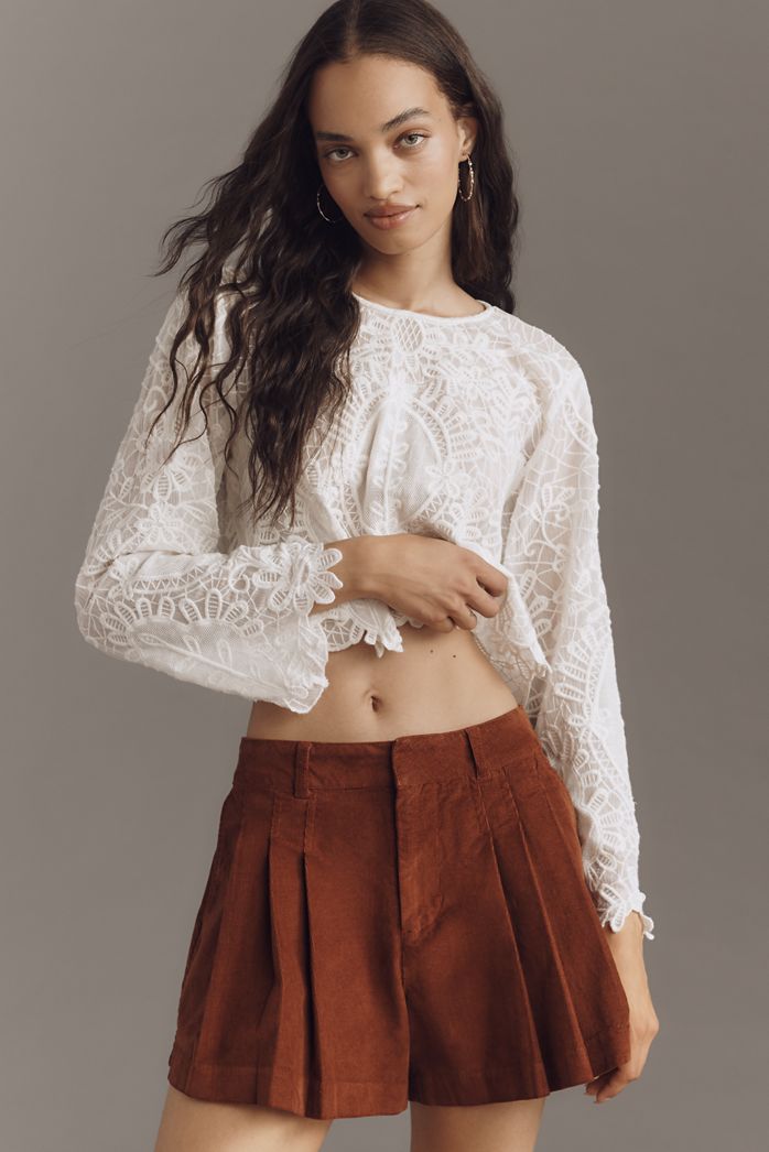 Pilcro Corduroy Pleated Skirty Shorts