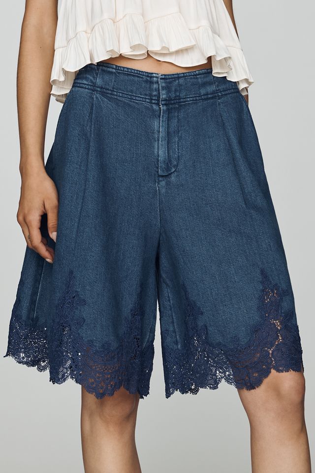 By Anthropologie Long Lace Shorts #1