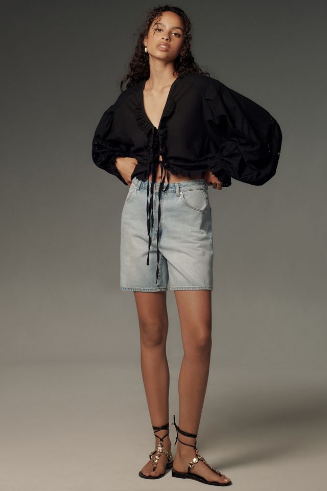 WILD MIRAGE SKINNY DENIM SHORTS/E-COTTON SNOW MOUNTAIN WHITE main image 0