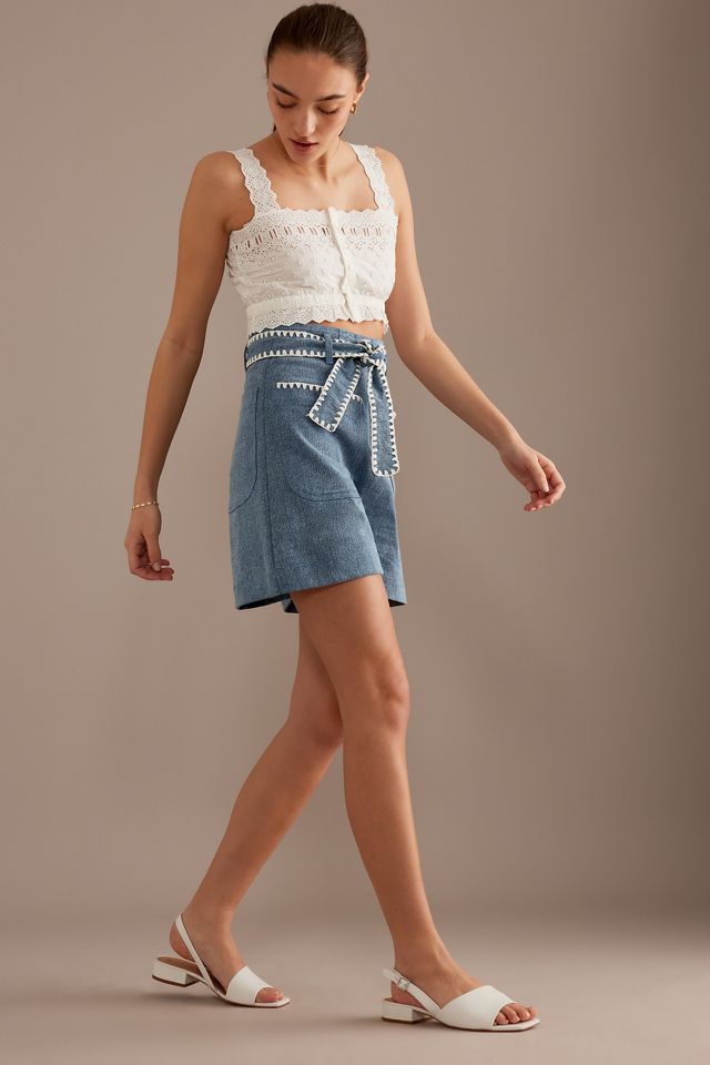 Louise Misha Virgin Embroidered High-Waisted Shorts #5