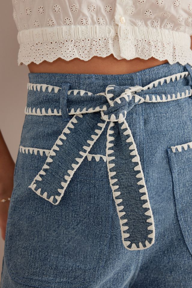Louise Misha Virgin Embroidered High-Waisted Shorts #1