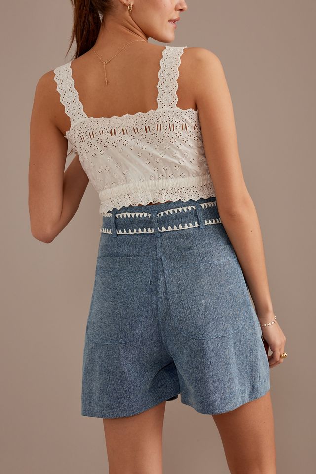 Louise Misha Virgin Embroidered High-Waisted Shorts #3