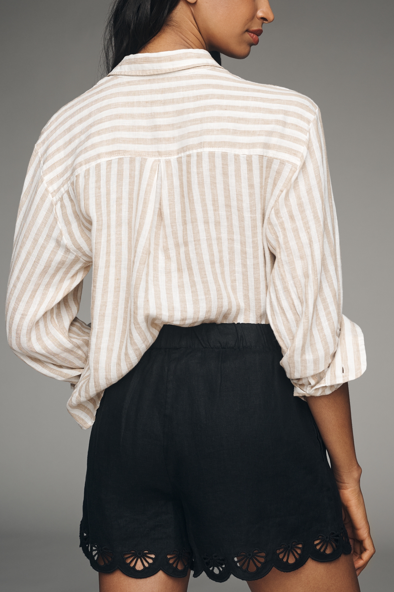 Sanctuary 100% Linen Almost There Cutwork Shorts