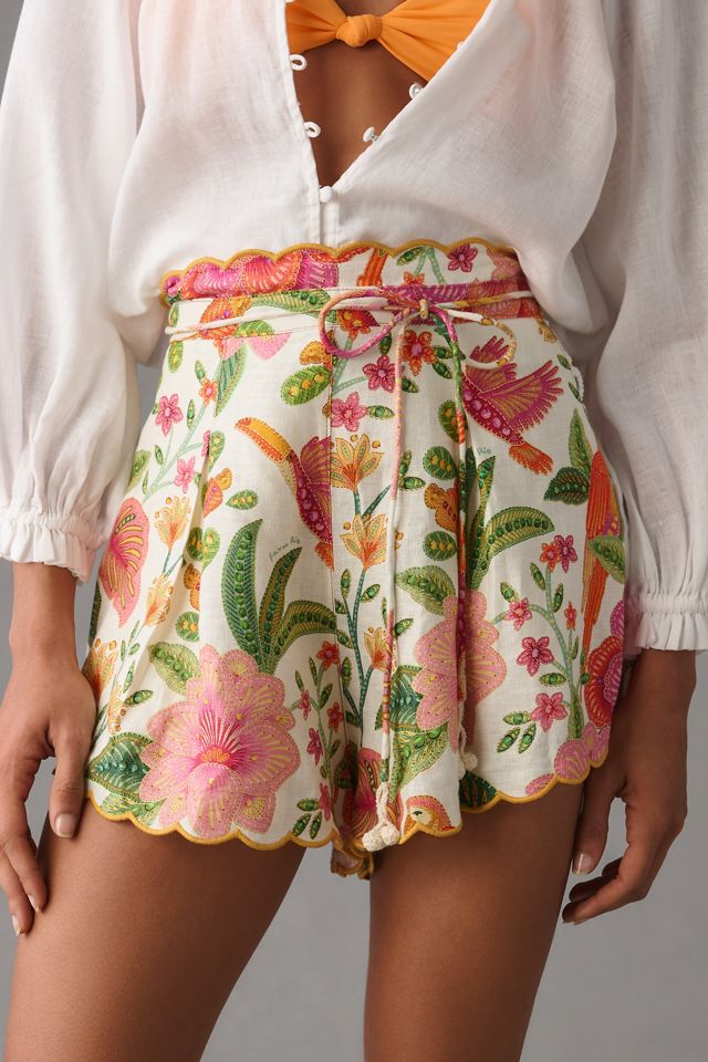 FARM Rio Macaw Bloom Linen Shorts