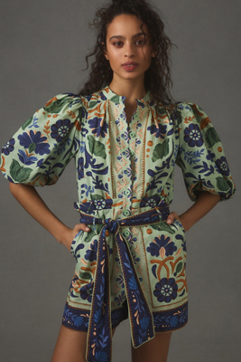 Anthropologie ファームリオ フローラルタペストリーショーツ Farm Rio Floral Tapestry Belted Shorts | Anthropologie