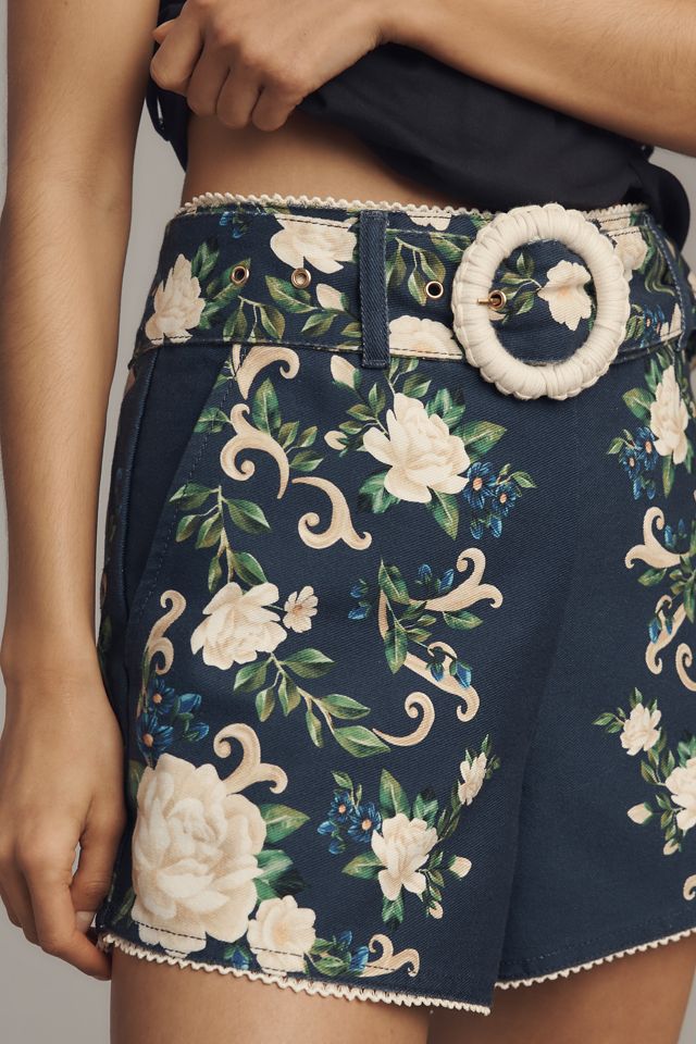 Anthropologie ファームリオ フローラルタペストリーショーツ Farm Rio Floral Tapestry Belted Shorts | Anthropologie