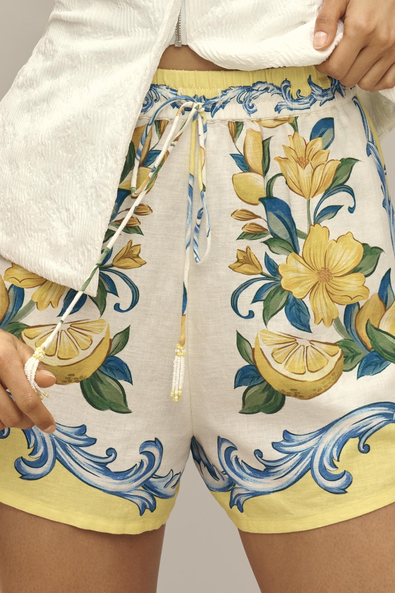 Farm Rio Sicily Scarf Linen Blend Shorts