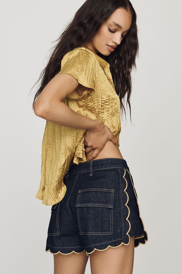 Farm Rio Scalloped Denim Shorts #2