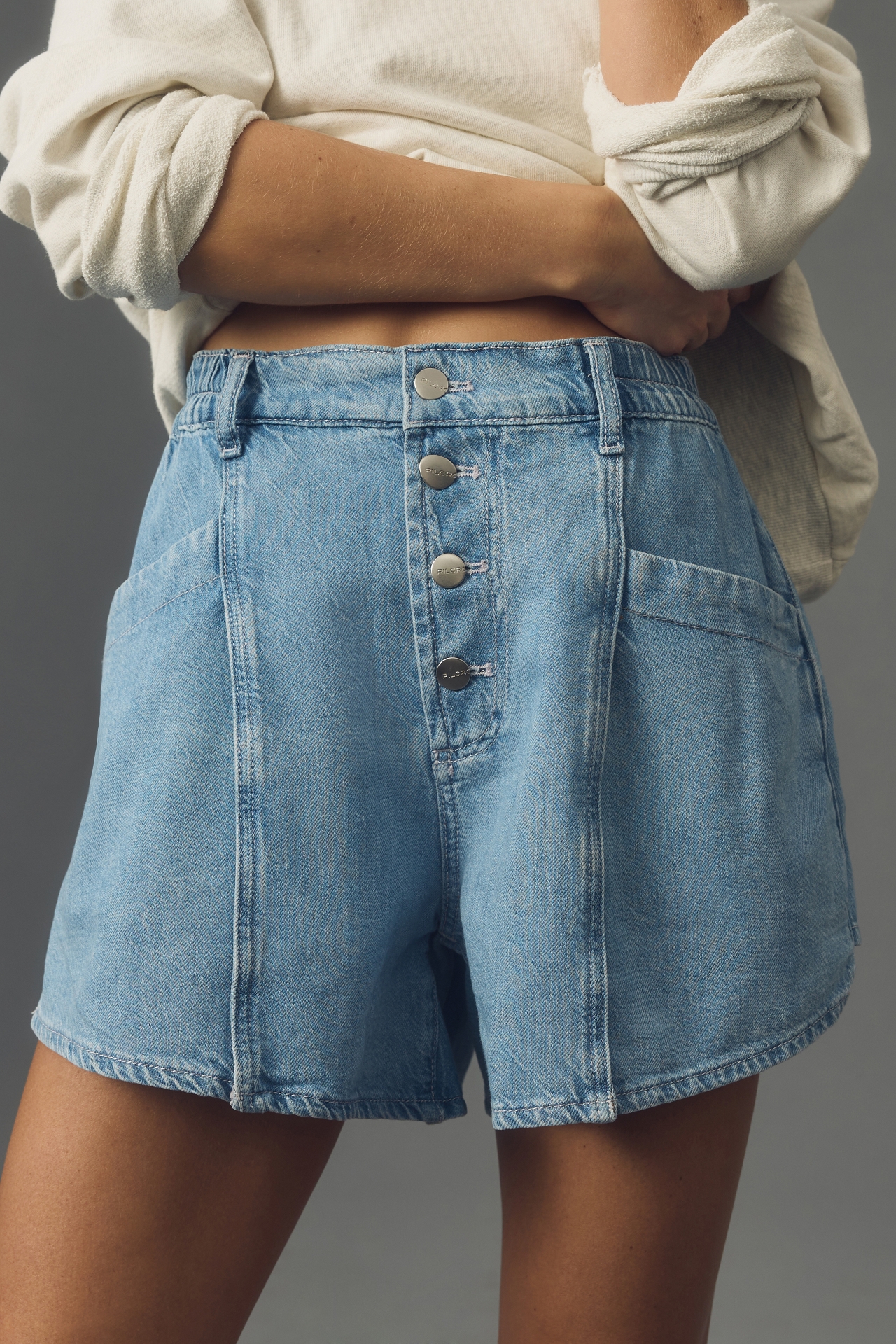 The Portside Button-Front Shorts by Pilcro