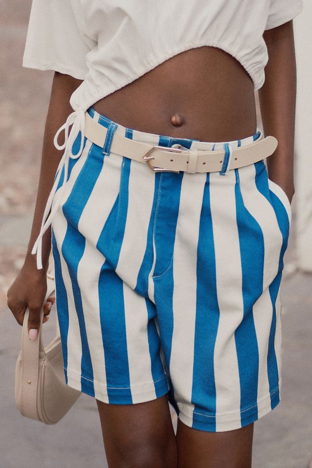 Maeve Parasol Stripe Dad Shorts #1