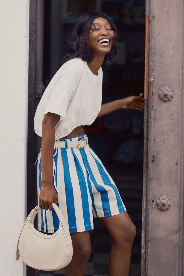 Maeve Parasol Stripe Dad Shorts #2